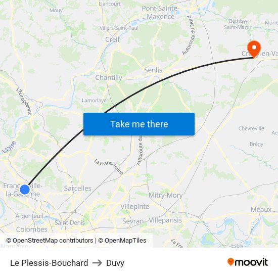 Le Plessis-Bouchard to Duvy map