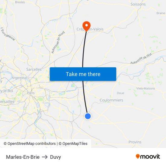 Marles-En-Brie to Duvy map