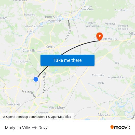 Marly-La-Ville to Duvy map