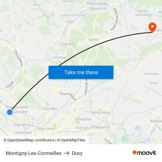 Montigny-Les-Cormeilles to Duvy map