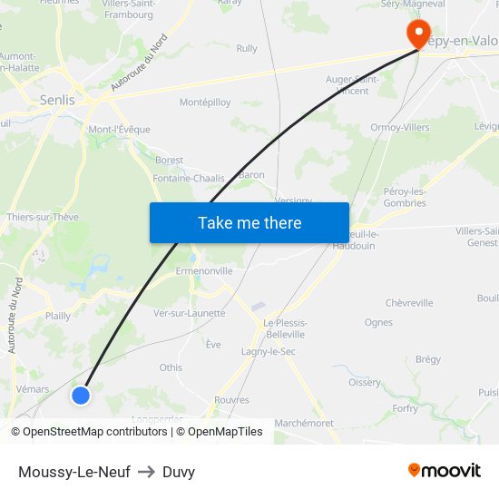 Moussy-Le-Neuf to Duvy map
