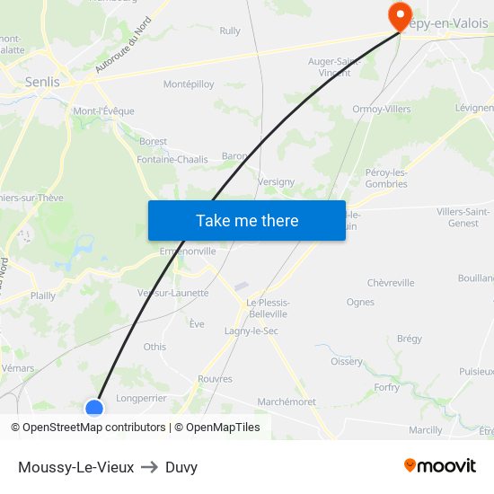Moussy-Le-Vieux to Duvy map