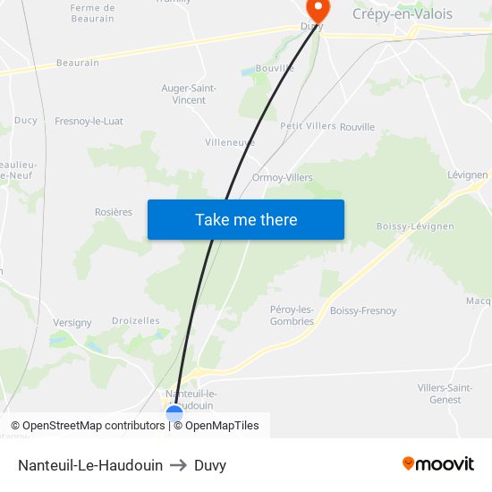 Nanteuil-Le-Haudouin to Duvy map