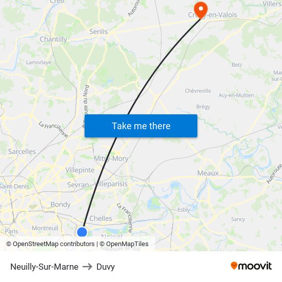 Neuilly-Sur-Marne to Duvy map