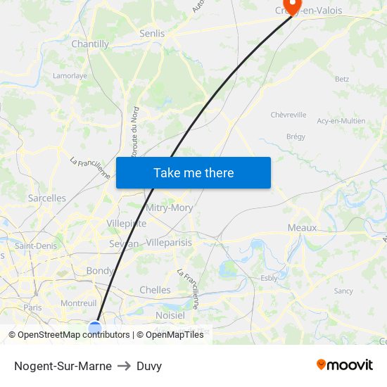 Nogent-Sur-Marne to Duvy map