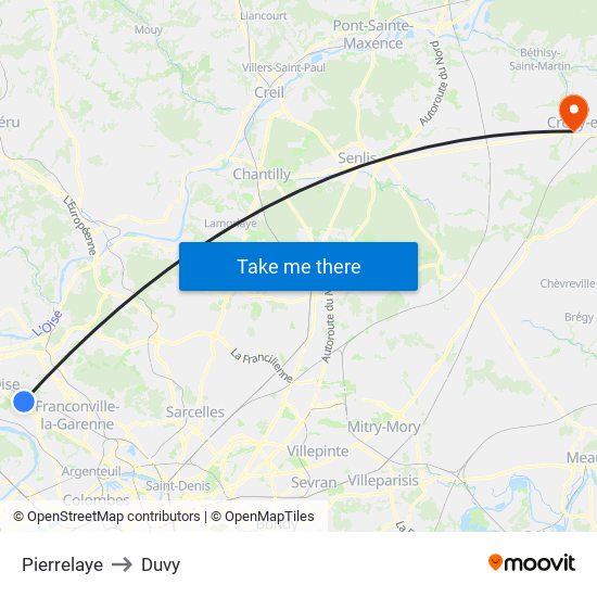 Pierrelaye to Duvy map