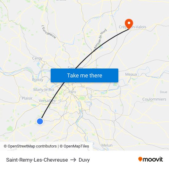 Saint-Remy-Les-Chevreuse to Duvy map