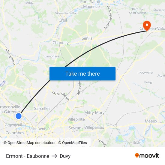 Ermont - Eaubonne to Duvy map