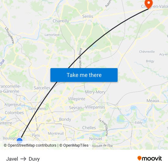 Javel to Duvy map