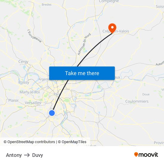 Antony to Duvy map