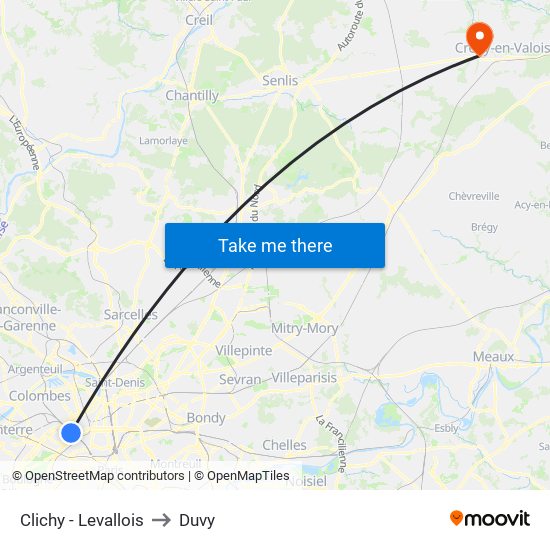 Clichy - Levallois to Duvy map