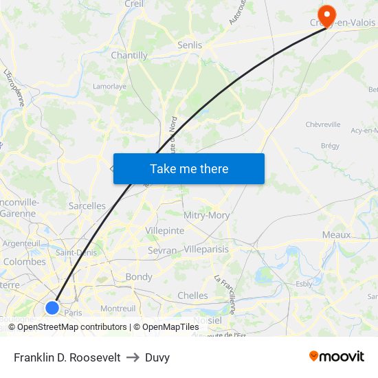 Franklin D. Roosevelt to Duvy map