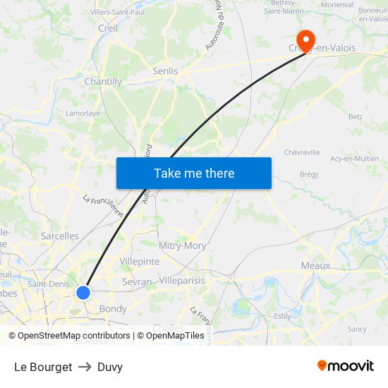 Le Bourget to Duvy map