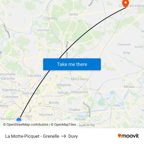 La Motte-Picquet - Grenelle to Duvy map