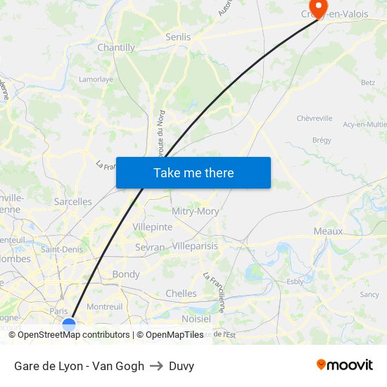 Gare de Lyon - Van Gogh to Duvy map
