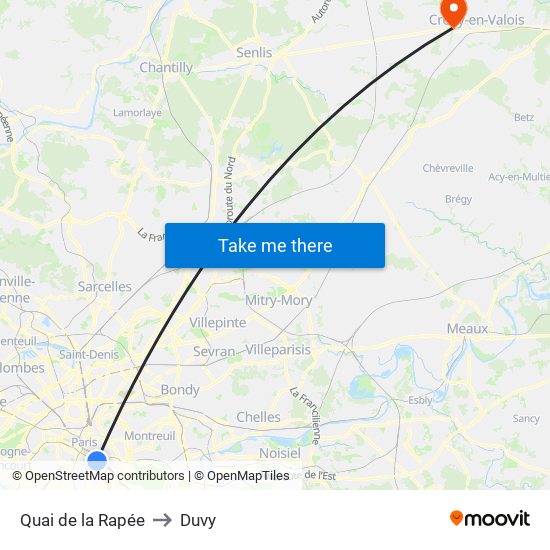 Quai de la Rapée to Duvy map