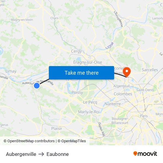 Aubergenville to Eaubonne map