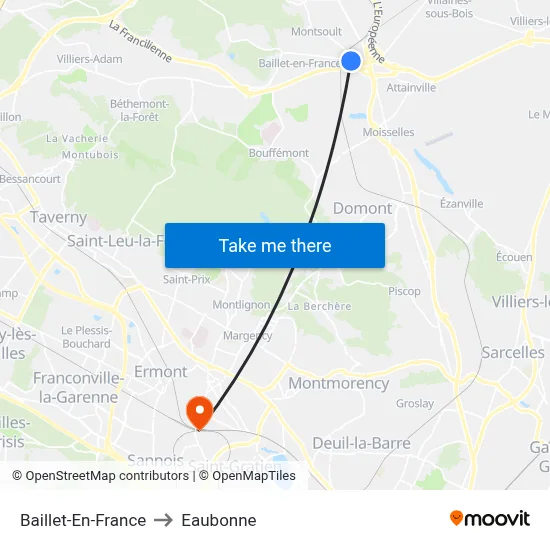 Baillet-En-France to Eaubonne map