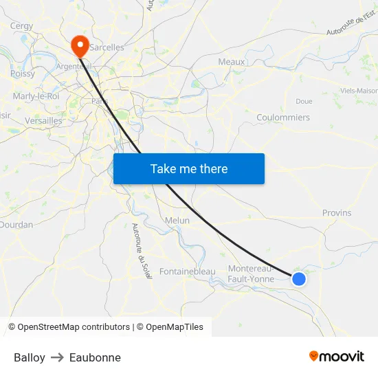 Balloy to Eaubonne map