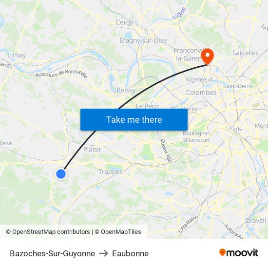 Bazoches-Sur-Guyonne to Eaubonne map