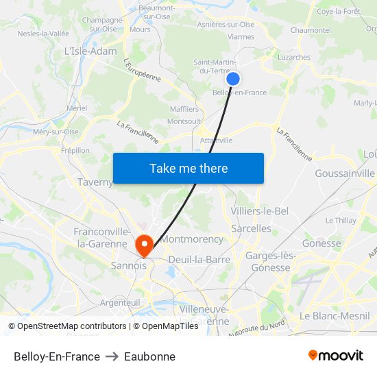 Belloy-En-France to Eaubonne map