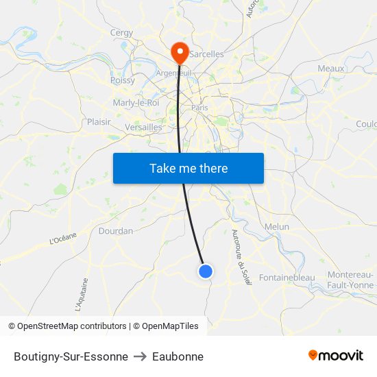 Boutigny-Sur-Essonne to Eaubonne map