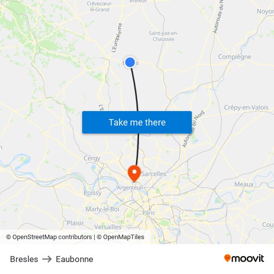 Bresles to Eaubonne map