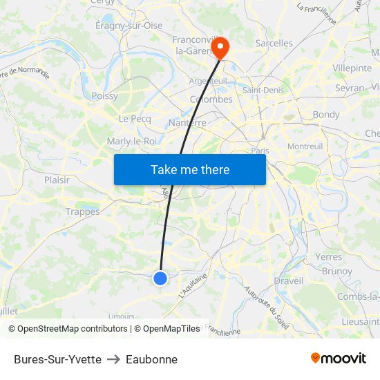 Bures-Sur-Yvette to Eaubonne map