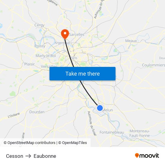 Cesson to Eaubonne map