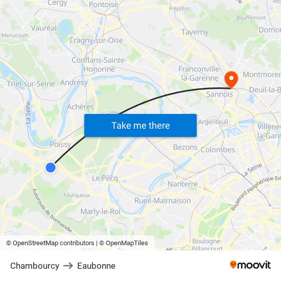 Chambourcy to Eaubonne map