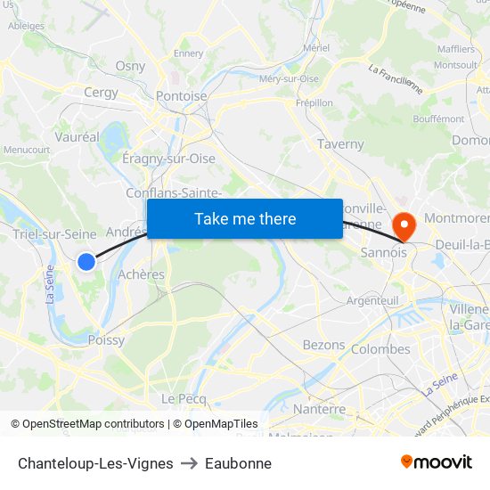 Chanteloup-Les-Vignes to Eaubonne map