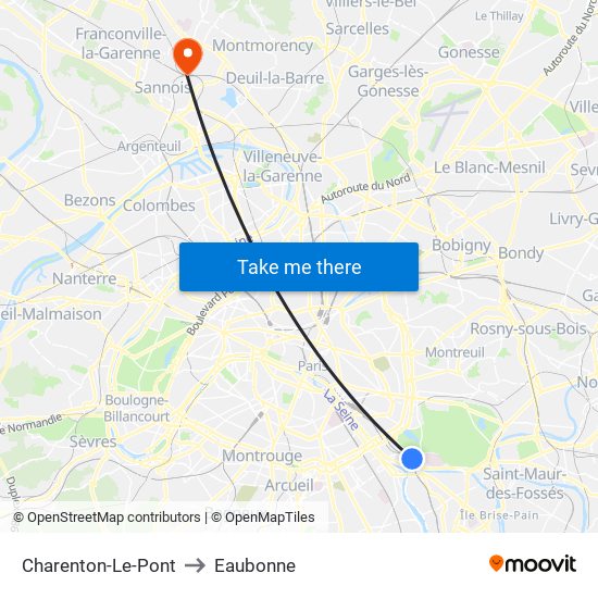 Charenton-Le-Pont to Eaubonne map