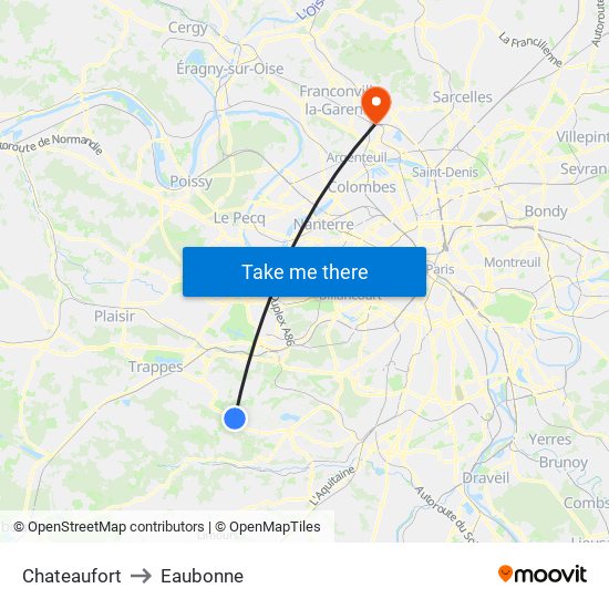 Chateaufort to Eaubonne map