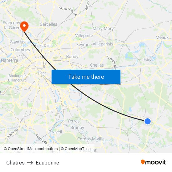 Chatres to Eaubonne map