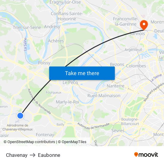 Chavenay to Eaubonne map