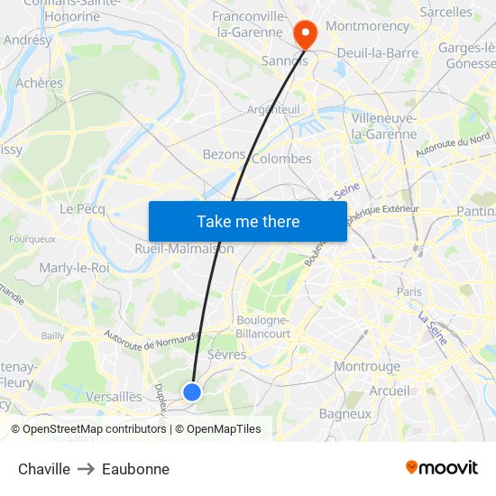 Chaville to Eaubonne map