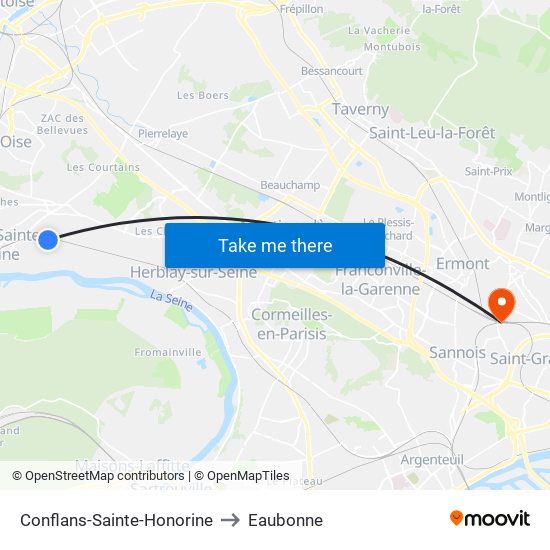 Conflans-Sainte-Honorine to Eaubonne map