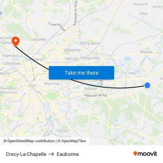 Crecy-La-Chapelle to Eaubonne map