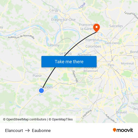 Elancourt to Eaubonne map
