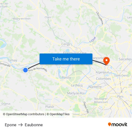 Epone to Eaubonne map