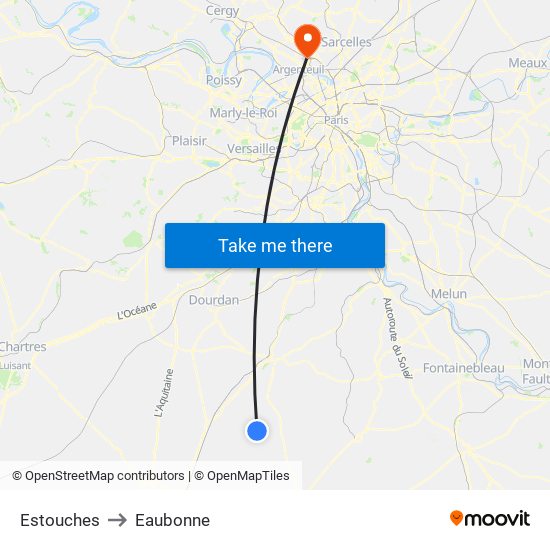 Estouches to Eaubonne map