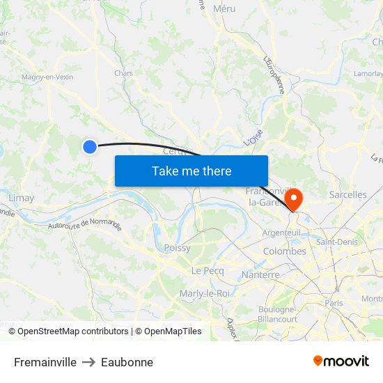 Fremainville to Eaubonne map