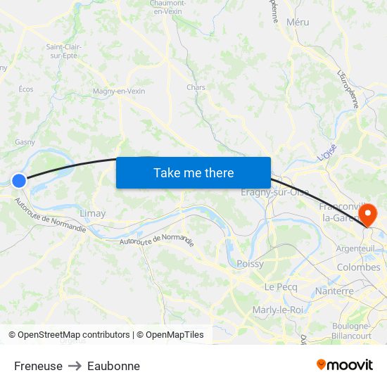 Freneuse to Eaubonne map