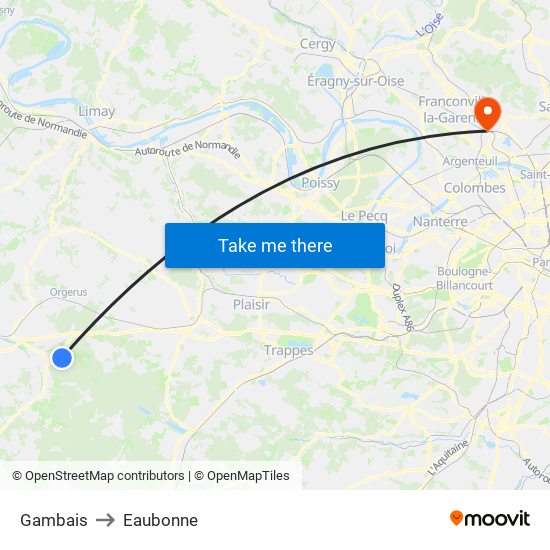 Gambais to Eaubonne map
