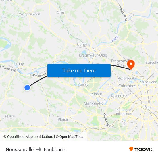 Goussonville to Eaubonne map