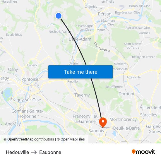 Hedouville to Eaubonne map