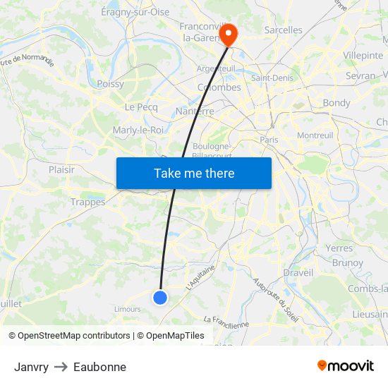 Janvry to Eaubonne map