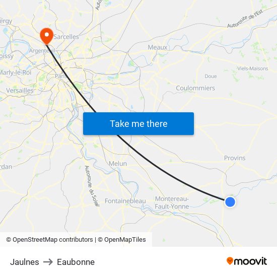 Jaulnes to Eaubonne map