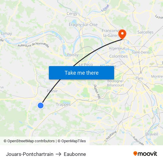 Jouars-Pontchartrain to Eaubonne map