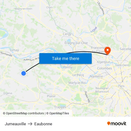 Jumeauville to Eaubonne map